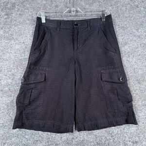 Tony Hawk Cargo Shorts Womens 14 Black Microfiber Ripstop Above Knee Relaxed Fit